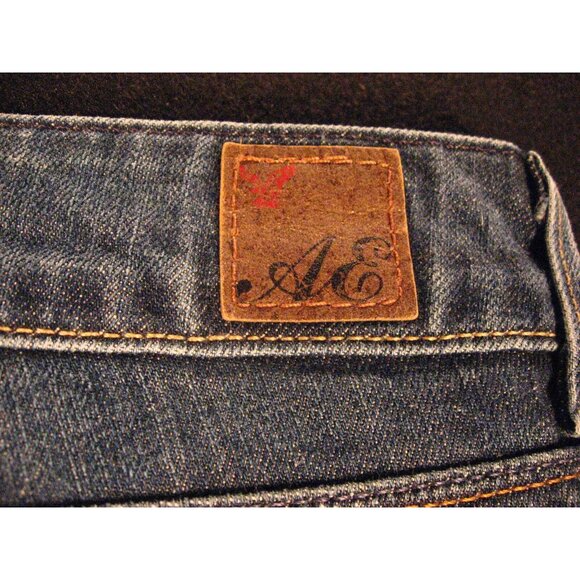 AMERICAN EAGLE 77 Womens Jeans TAG 8 Short Straight Blue LOW RISE - Picture 6 of 10